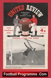 Manchester United v Huddersfield Town 1954 – Man Utd Programmes