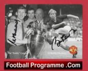 Manchester United Bobby Charlton + Pat Crerand Signed Autographed Card