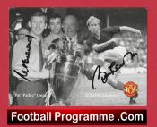 Manchester United Bobby Charlton + Pat Crerand Signed Autographed Card