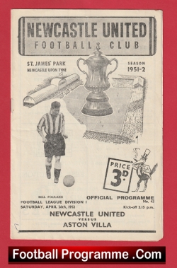  Manchester United v Newcastle United 1952 - Man Utd 50s Programme Football Programme .COM Football Programmes Memorabilia