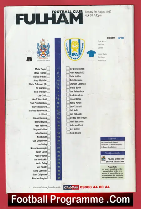 Fulham v Israel 1999 - Friendly Game v Jewish Team - Image 3