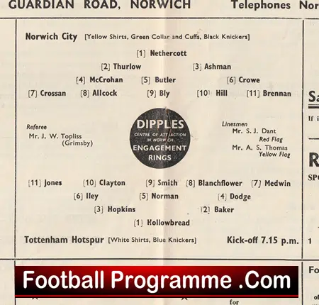 Norwich City v Tottenham 1959 - FA Cup Replay Match - Image 3