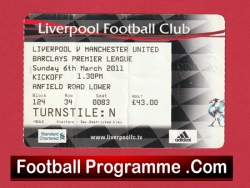  Liverpool v Manchester United 2009 - Match Ticket Football Programme .COM Football Programmes Memorabilia