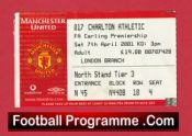 Manchester United v Charlton Athletic 2001 – Football Ticket