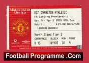 Manchester United v Charlton Athletic 2001 – Football Ticket