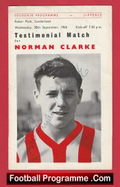 Norman Clarke Testimonial Benefit Sunderland 1966 – Signed Autograph + B Charlton