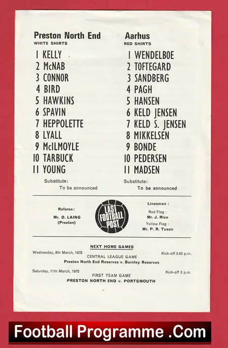 Preston North End v Aarhus 1972 - Denmark - Image 3