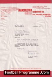 Manchester United Chairman Martin Edwards Autograph Signed Club Letter Man Utd