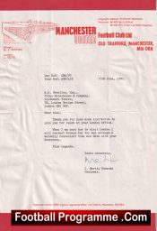 Manchester United Chairman Martin Edwards Autograph Signed Club Letter Man Utd