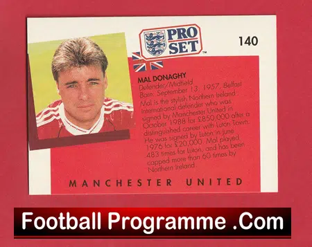 Manchester United Mal Donaghy Man Utd Signed Football Card Autographed - Image 3