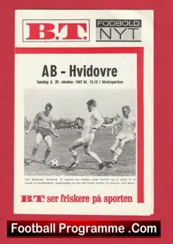 Aarhus Gymnastikforening AGF v Hvidovre 1967 - Denmark - football programme