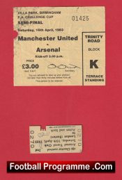 Arsenal v Manchester United 1983 – FAC Semi Ticket Villa Park + Train