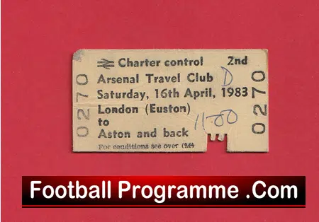 Arsenal v Manchester United 1983 - FAC Semi Ticket Villa Park + Train - Image 4