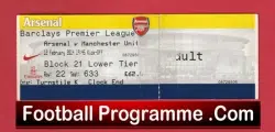 Arsenal v Manchester United 2014 - Football Ticket - football memorabilia