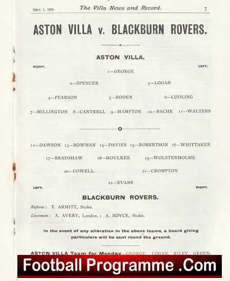Aston Villa v Blackburn Rovers 1906 - Reprint - Image 3