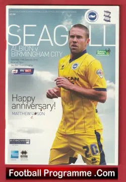 Brighton Hove Albion v Birmingham City 2014 - Multi Signed Autographed - football programme