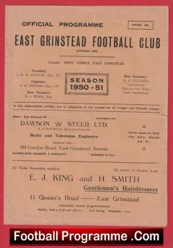 East Grinstead v Southwick 1951 - 1950s - football programme