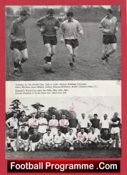 England Football Team Multi Autographed Signed Team Picture 1962 - football memorabilia