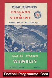 England v Germany 1962 – Schoolboys Wembley + Song Sheet
