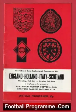 England v Holland 1979 - Plus Italy + Scotland at Northwich + Stafford - football programme
