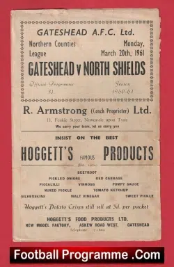 Gateshead v North Shields 1961 - football programme