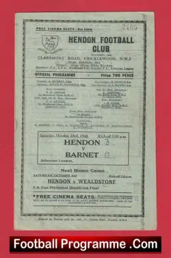 Hendon v Barnet 1948 - 1940s - football programme