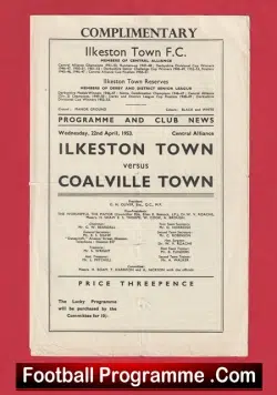 Ilkeston Town v Coalville Town 1953 - football programme