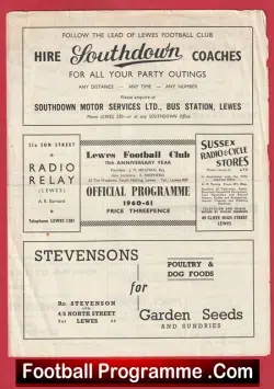 Lewes v APV Athletic 1961 - football programme