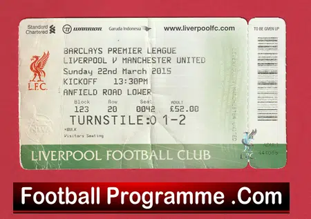 Liverpool v Manchester United 2015 - Football Match Ticket - Image 2