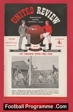 Manchester United v Aston Villa 1953 - 1950s Programmes - football programme