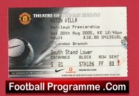 Manchester United v Aston Villa 2005 – Football Ticket