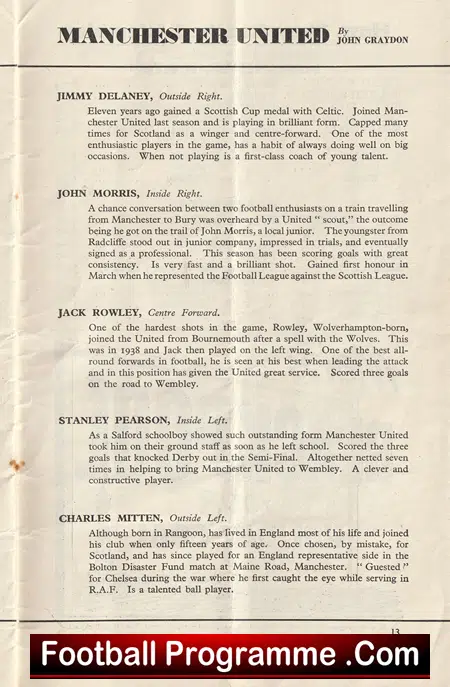 Manchester United v Blackpool 1948 - FA Cup Final Genuine 1940's - Image 10