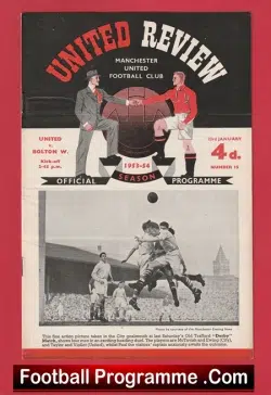 Manchester United v Bolton Wanderers 1954 - 1950's Man Utd - football programme