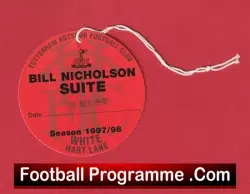Manchester United v Tottenham 1997 - Bill Nicholson Suite Ticket - football memorabilia