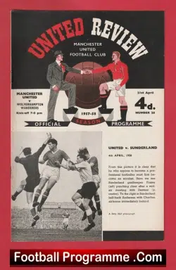 Manchester United v Wolves 1958 - Munich Season - football programme