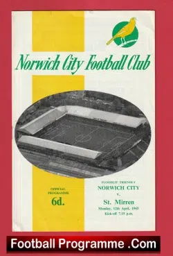Norwich City v St Mirren 1965 - Friendly - football programme