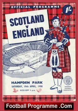 Scotland v England 1958 - Bobby Charlton Debut First Match - football programme