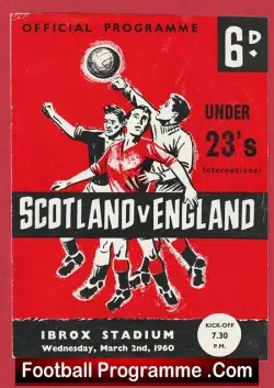Scotland v England 1960 - U23 International Ibrox Denis Law - football programme