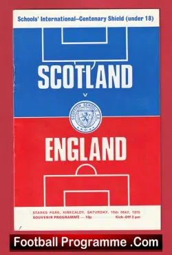 Scotland v England 1975 - School Boys at Kirkcaldy - football programme