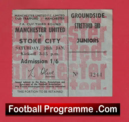 Stoke City v Manchester United 1968 - Match Ticket - Image 2