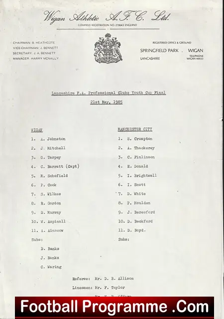 Wigan Athletic v Manchester City 1985 - Youth Cup Final - Image 2