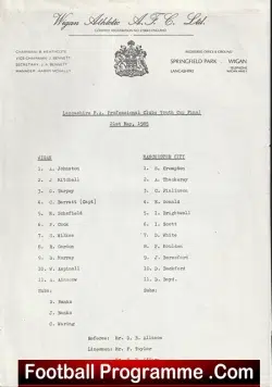 Wigan Athletic v Manchester City 1985 - Youth Cup Final - football programme