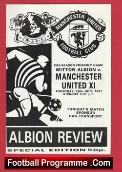Witton Albion v Manchester United 1997 - Pre Season Friendly - football programme