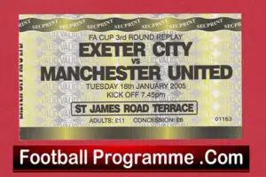 Exeter City v Manchester United 2005 – Match Ticket