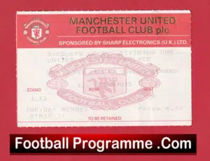 Manchester United v Crystal Palace 1990 – Football Ticket