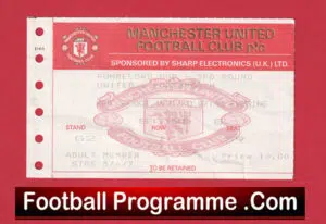 Manchester United v Portsmouth 1991 – Match Day Ticket
