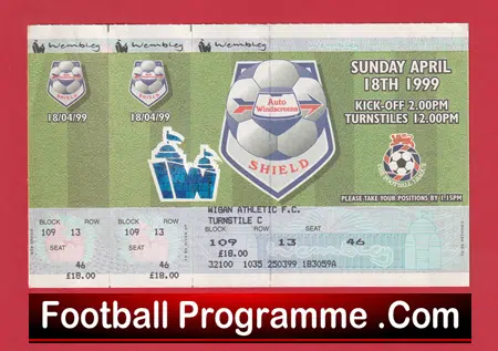 Millwall v Wigan Athletic 1999 - Ticket Shield Cup Final Wembley - Image 2