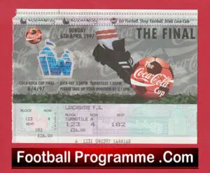 Leicester City v Middlesbrough 1997 – Ticket League Cup Final Wembley Misprint