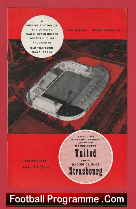 Manchester United v Racing Club Strasburg 1965 - Man Utd 65 Fairs Cup - Image 2