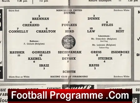 Manchester United v Racing Club Strasburg 1965 - Man Utd 65 Fairs Cup - Image 3